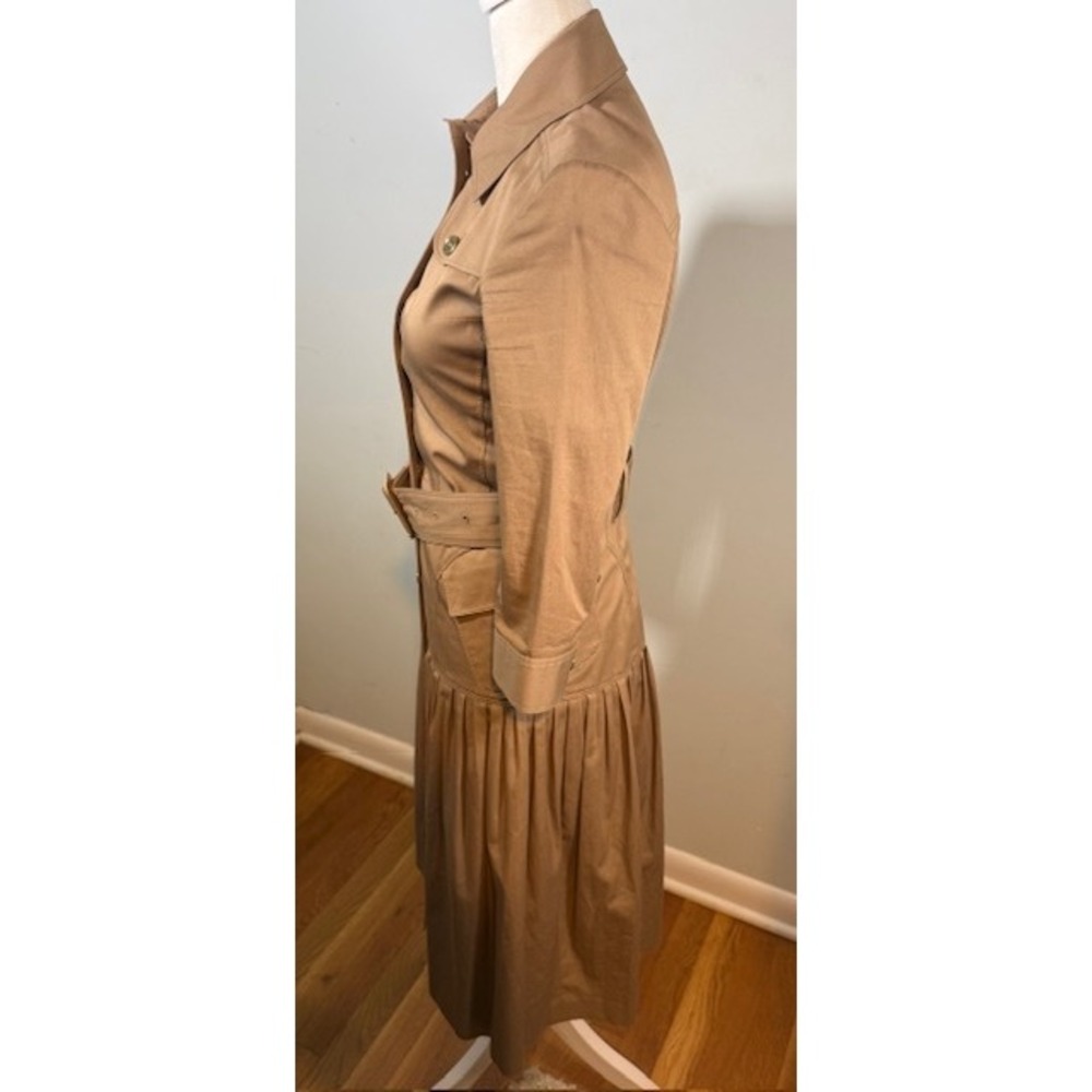 Authentic Burberry London Belted Safari Shirt Dress US Size 2 Khaki Midi‎ - Picture 12 of 16